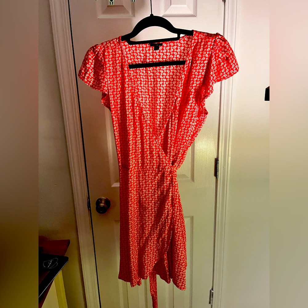 Aerie Red Floral Wrap Dress
